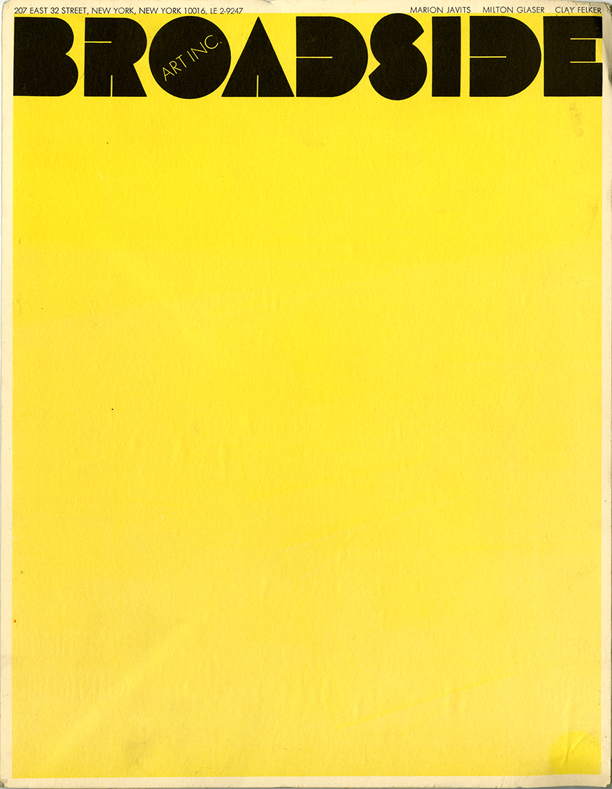 Letterhead for Broadside on yellow paper.